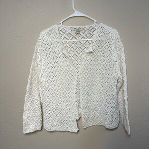 Eddie Bauer Women's White Crochet Cardigan